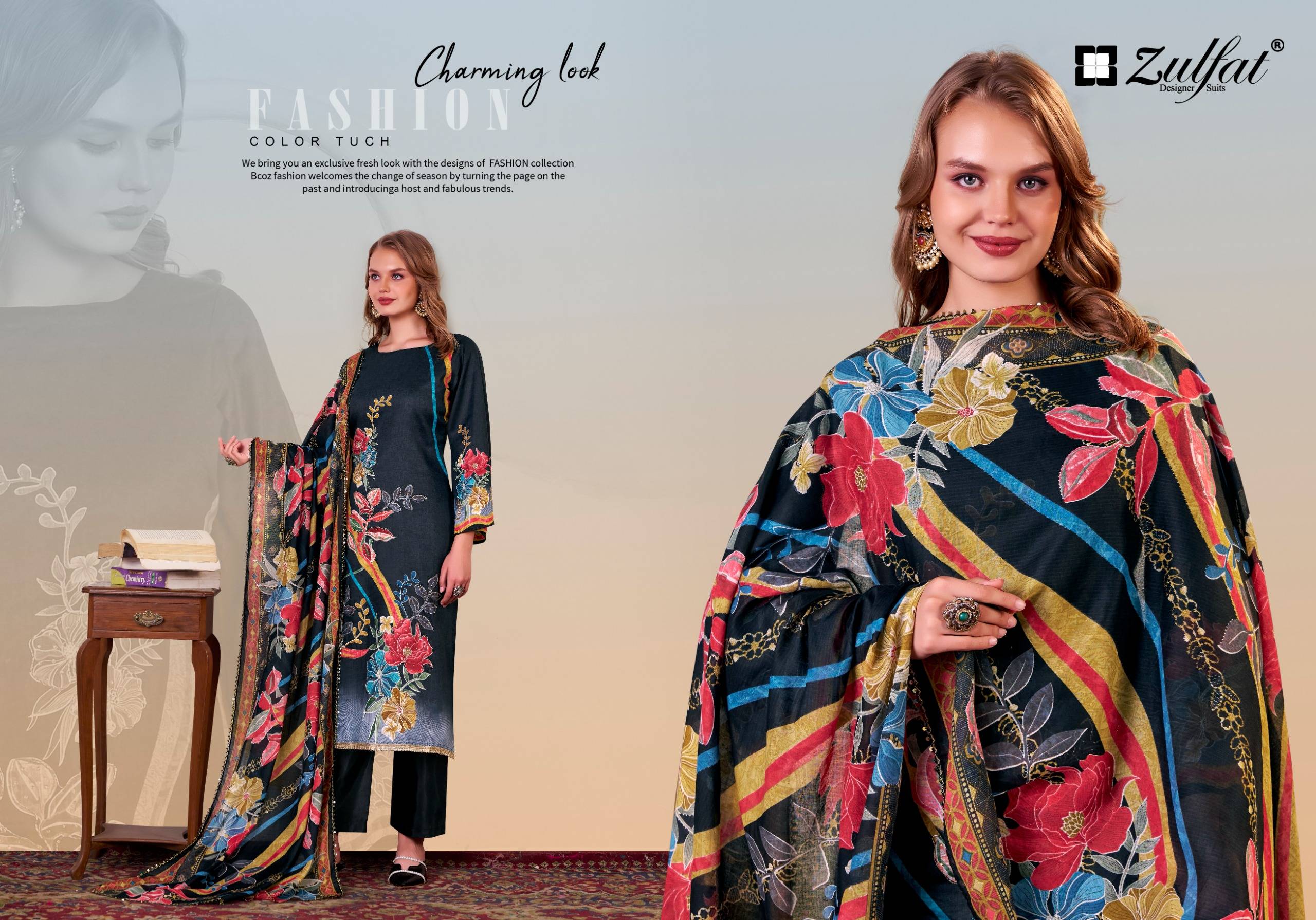 HAYAT BY Zulfat Designer 681-001 TO 681-001 SERIES Pakistani Stylish Embroidered Pure Jam Cotton Dresses At Wholesale Price